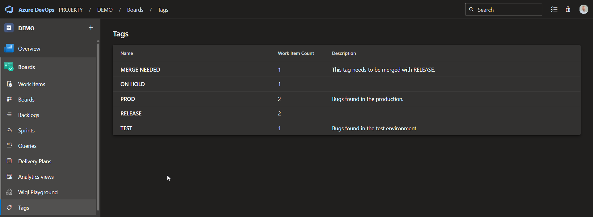 Tags Manager Example